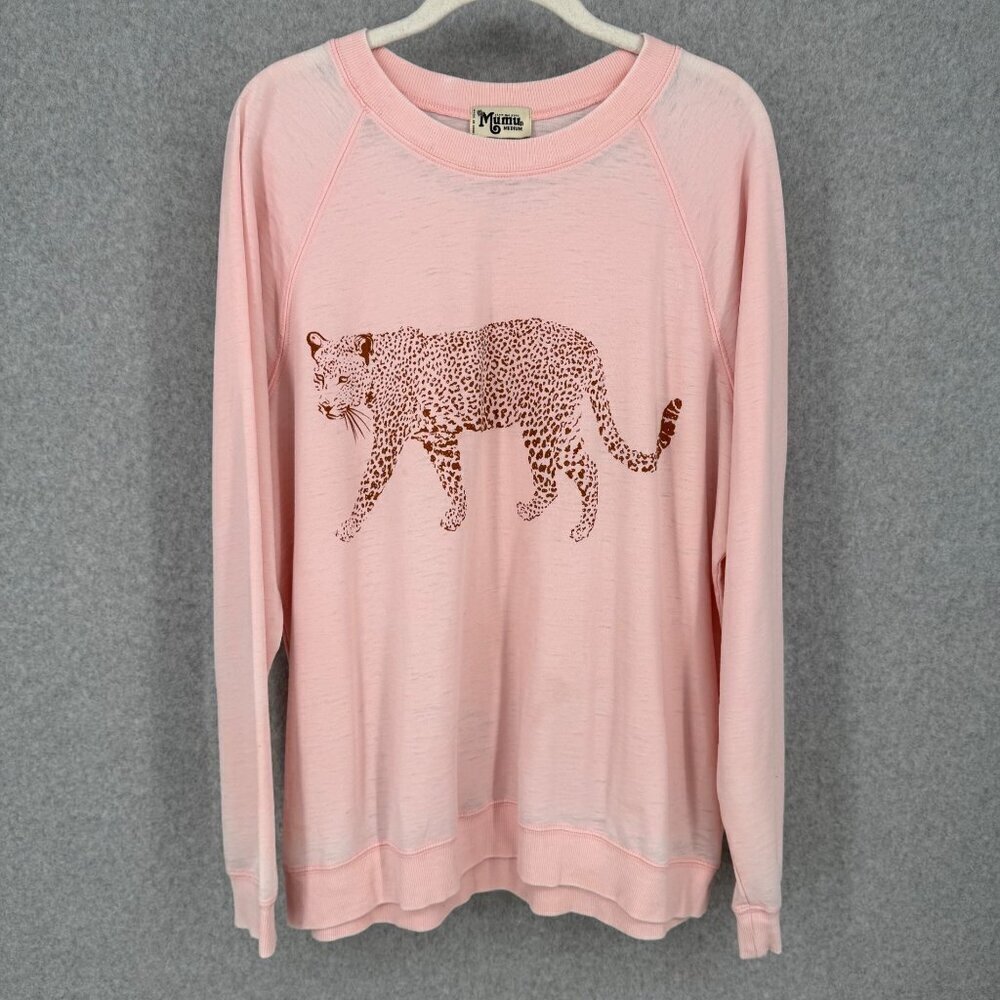 Show Me Your MuMu Posie Jungle Leopard Sweatshirt Pullover Size M Pink Soft Knit